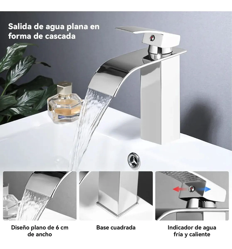 LLAVE MONOMANDO PARA LAVAMANOS CASCADA - 3