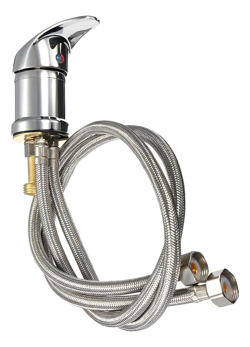LLAVE MONOCOMANDO PARA LAVA PELO FIJO PLATEADA - 1
