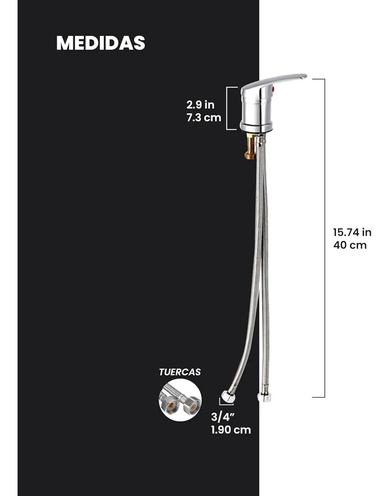 LLAVE MONOCOMANDO PARA LAVA PELO FIJO PLATEADA - 2