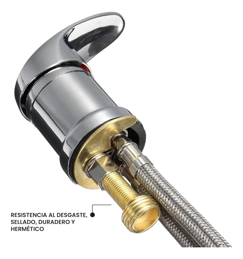 LLAVE MONOCOMANDO PARA LAVA PELO FIJO PLATEADA - 3
