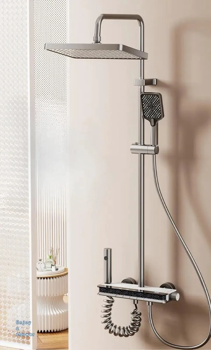 DUCHA COLUMNA MODERNA 4 FUNCIONES BOTONES BLANCO - 2