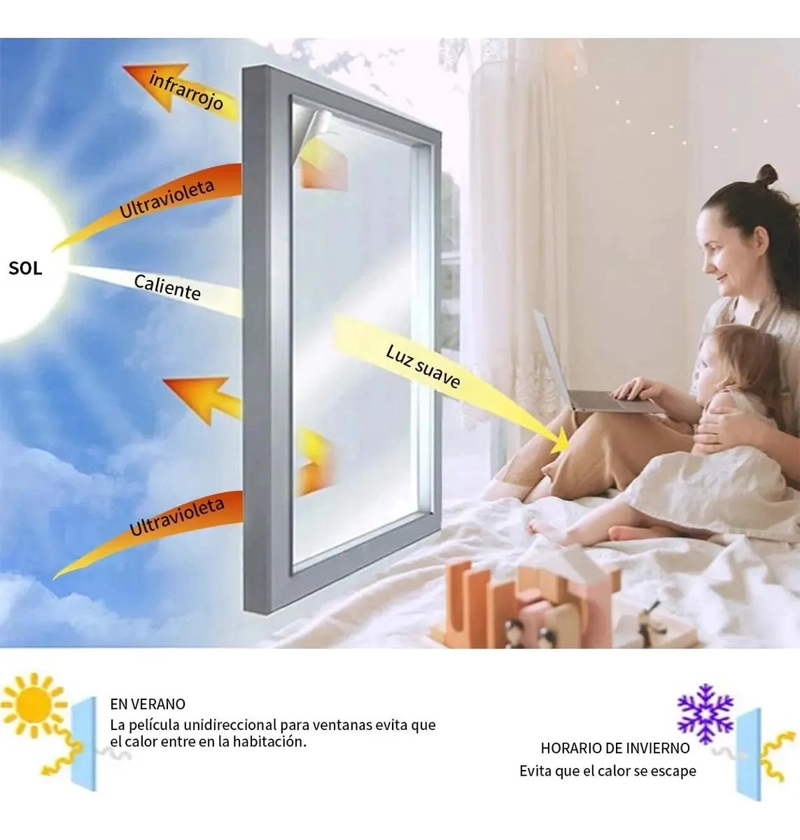 LAMINA ESPEJADA PARA VENTANAS 80 CM X 6 M - 2