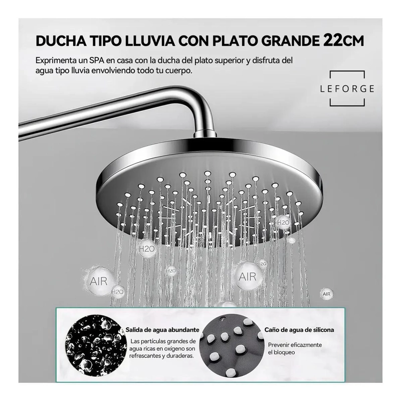 COLUMNA DUCHA MODERNA 3 FUNCIONES MONOMANDO PLATEADO - 3