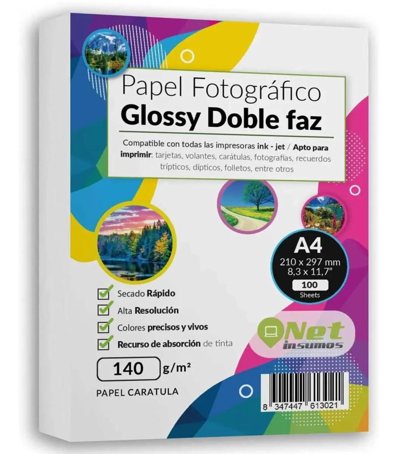 PAPEL FOTOGRAFICO DOBLE FAZ GLOSSY A4 140 GR - 1