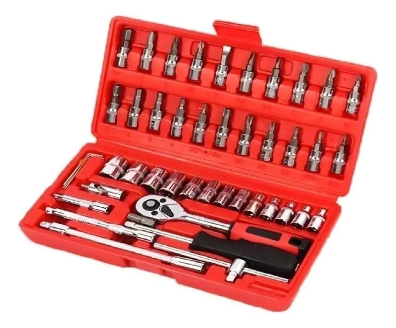 JUEGO DE HERRAMIENTAS Y DADOS 46 PIEZAS 1/4' - 9