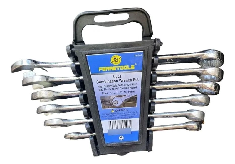 SET DE LLAVES PLANAS 6 PCS 8 A 14 ACERO MATE - 1
