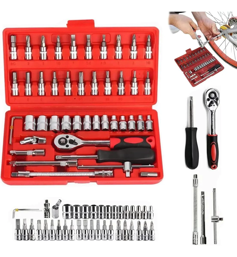 KIT DE HERRAMIENTAS 46 PIEZAS CON TRINQUETE - 1