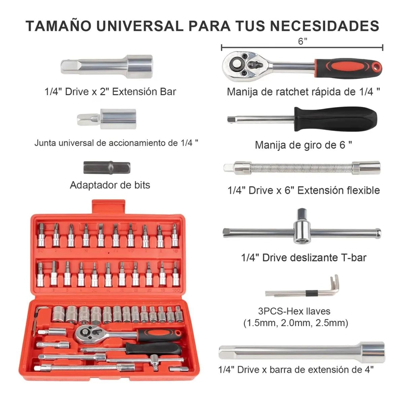 KIT DE HERRAMIENTAS 46 PIEZAS CON TRINQUETE - 2