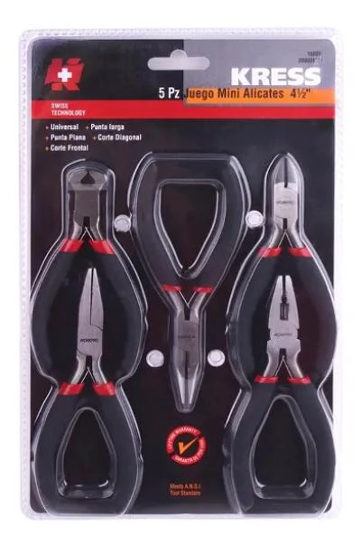 SET DE MINI ALICATES 5 PIEZAS CON MANGO ANTIDESLIZANTE - 1