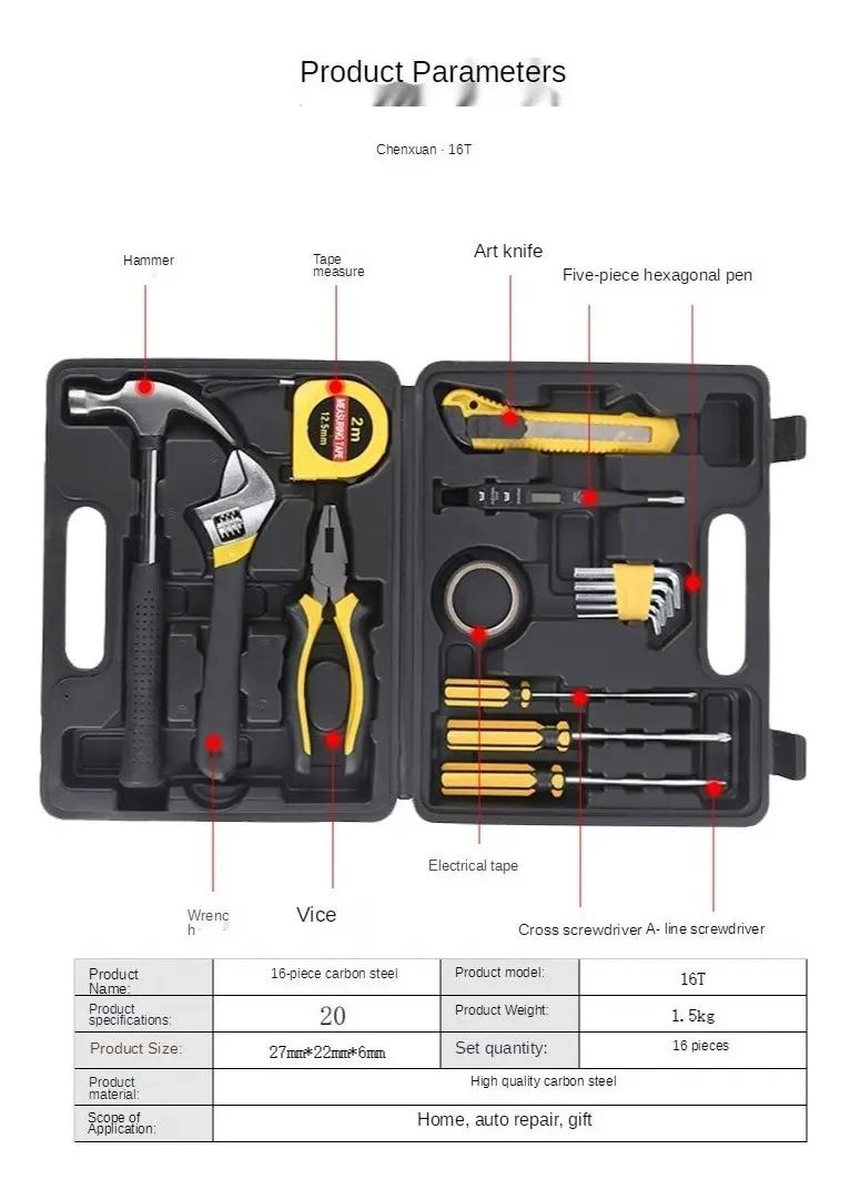 KIT DE HERRAMIENTAS 16 PIEZAS CON MALETA ORGANIZADORA - 4