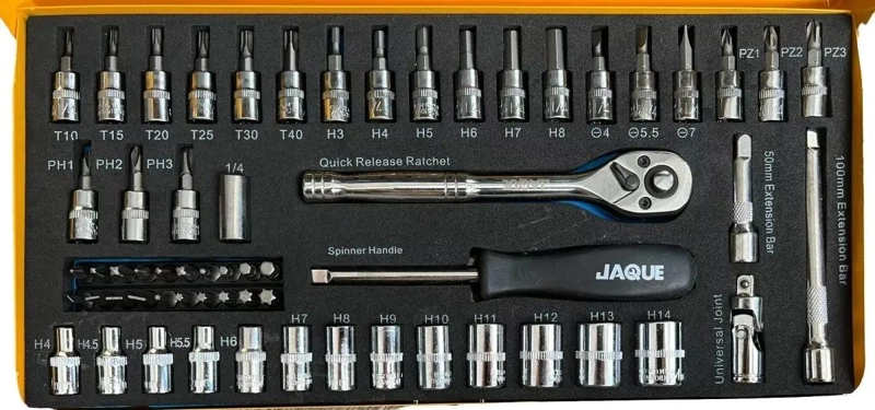 SET DE HERRAMIENTAS PROFESIONAL 60 PIEZAS CON DADOS 1/4 - 2