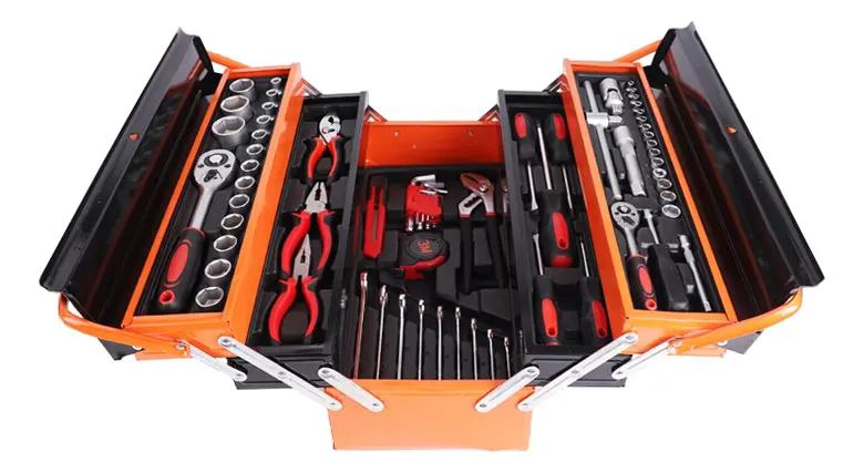 CAJA METALICA DESPLEGABLE CON KIT COMPLETO DE HERRAMIENTA - 1