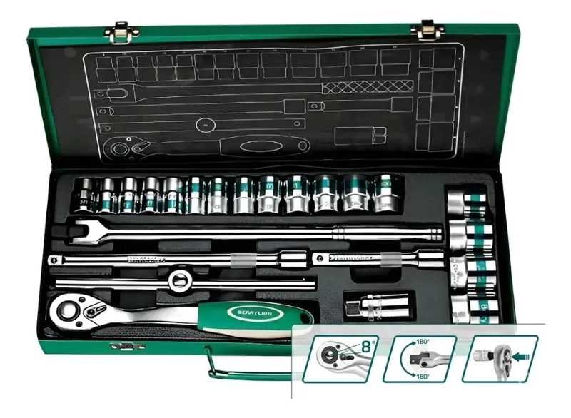 JUEGO DE DADOS 1/2'' 24 PIEZAS CON CAJA METALICA - 3