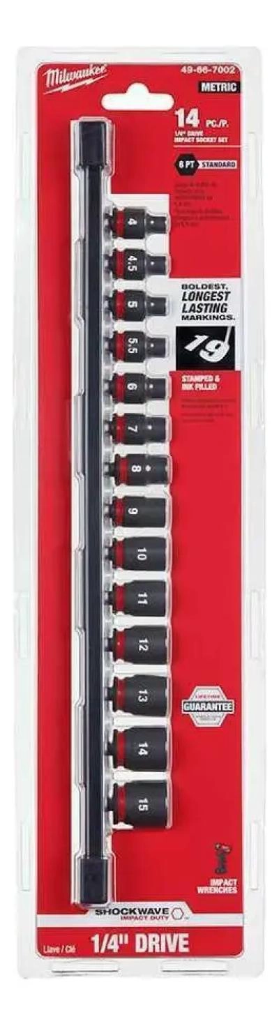 JUEGO DE DADOS DE IMPACTO ME TRICOS 14 PIEZAS 1/4 MM - 5