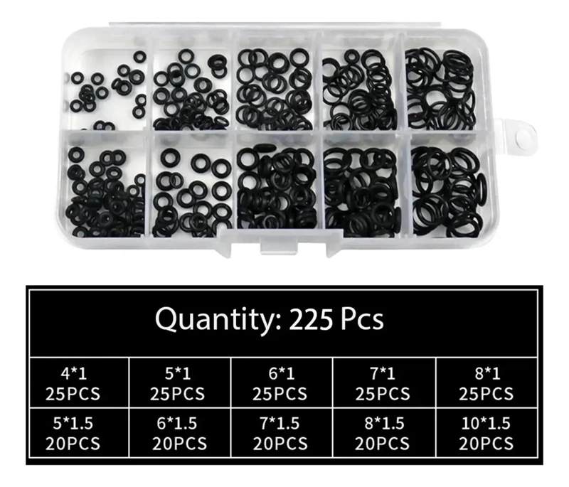 JUEGO DE JUNTAS TORICAS DE SILICONA 225 PIEZAS 10 TAMAÑOS - 3