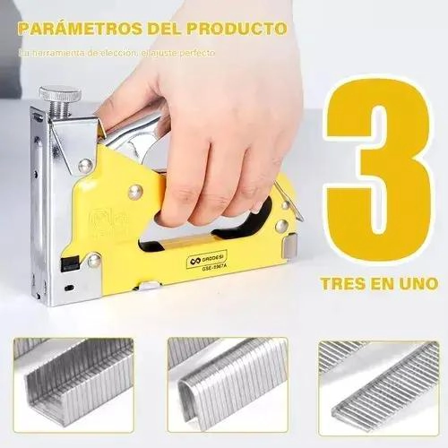GRAPADORA MANUAL METALICA 3 EN 1 AMARILLA - 2