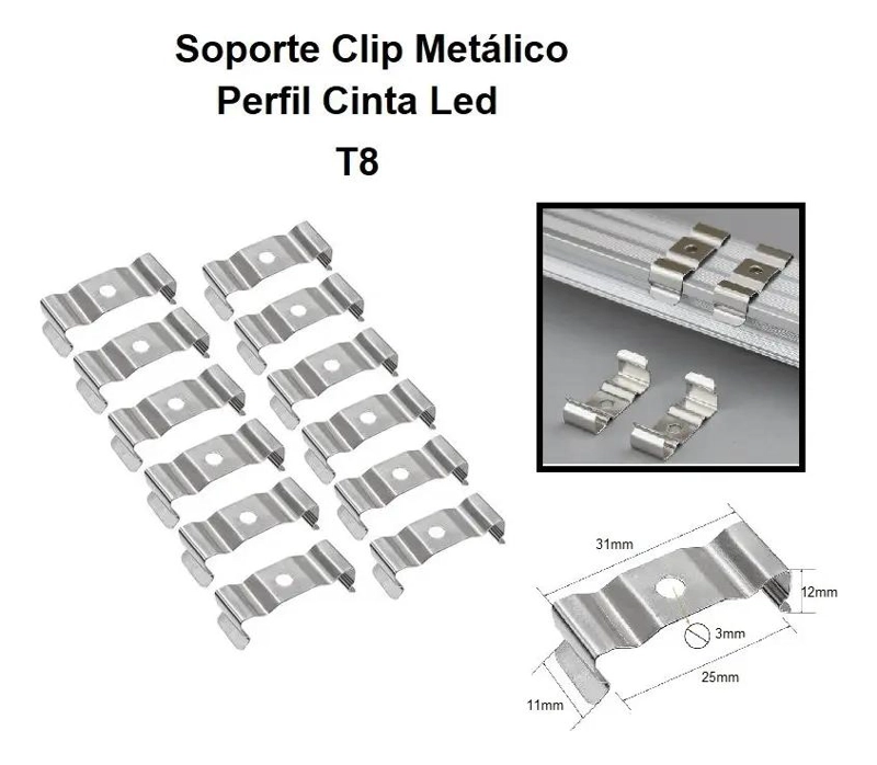 PACK DE 12 SOPORTES CLIP METALICO PARA CINTA LED - 2