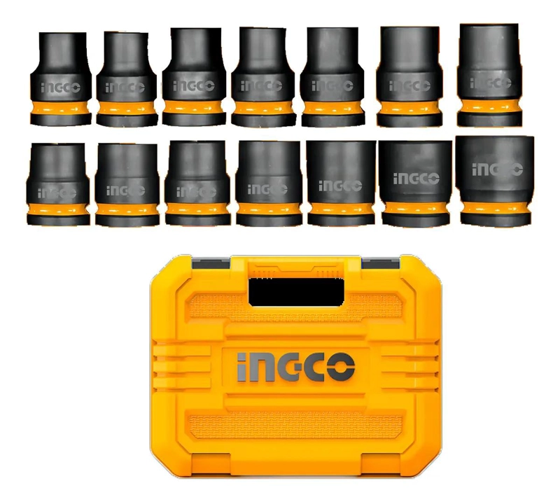 KIT 14 DADOS DE IMPACTO ENCASTRE ½'' COLOR NEGRO - 2