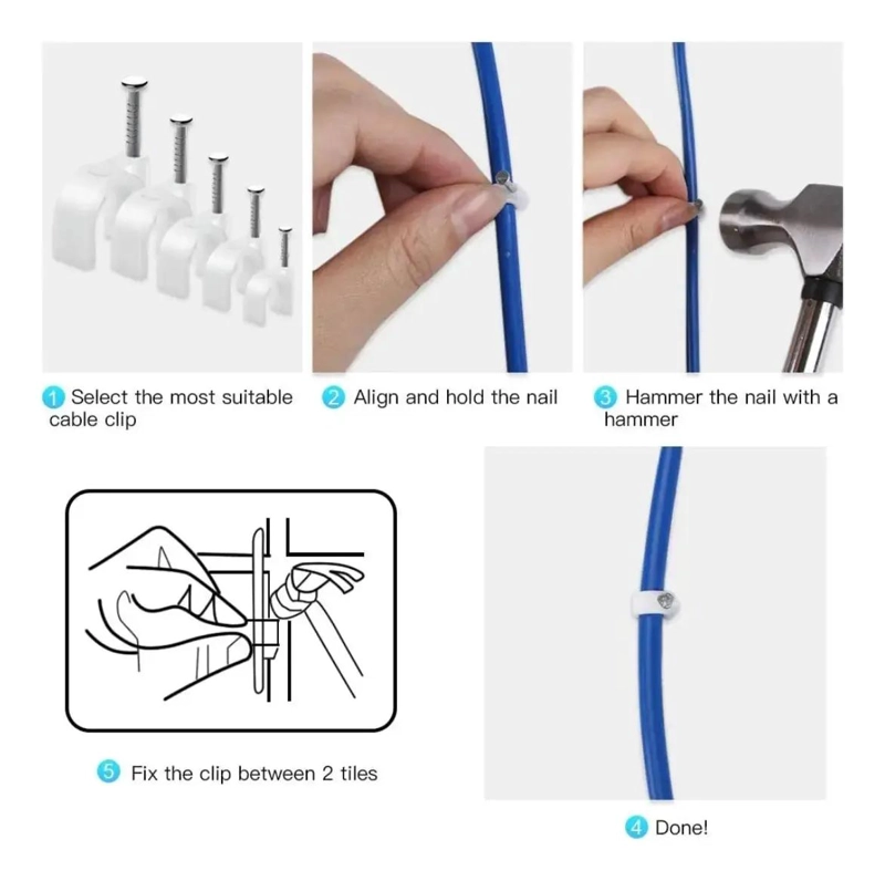 GRAPA PARA CABLE PVC 12MM BLANCA - 3