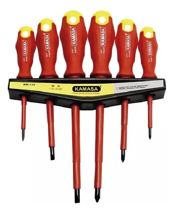 JUEGO DE 6 DESTORNILLADORES PARA ELECTRICISTA CON MANGO   - 1
