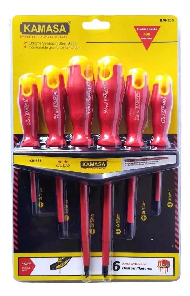 JUEGO DE 6 DESTORNILLADORES PARA ELECTRICISTA CON MANGO   - 2