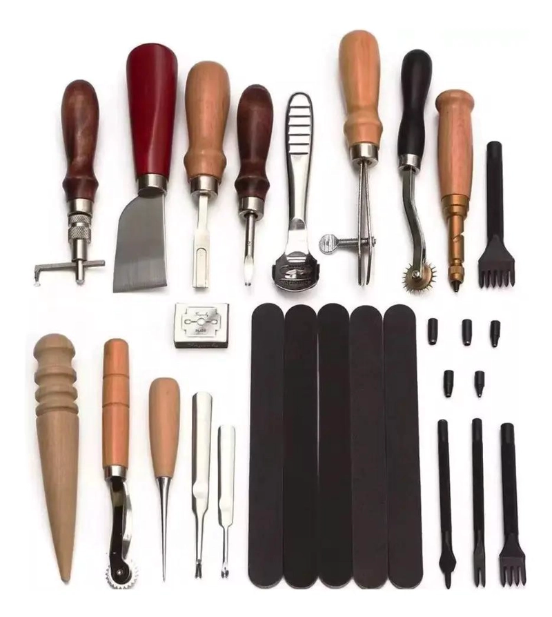 KIT DE 18 HERRAMIENTAS PARA TRABAJO EN CUERO Y ARTESANIA - 2