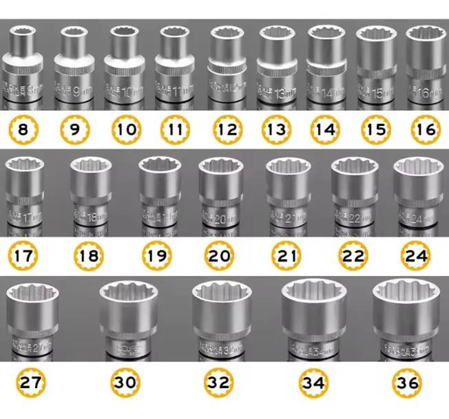 SET DE 21 DADOS POLIGONALES DE 1/2' A 36MM - 5