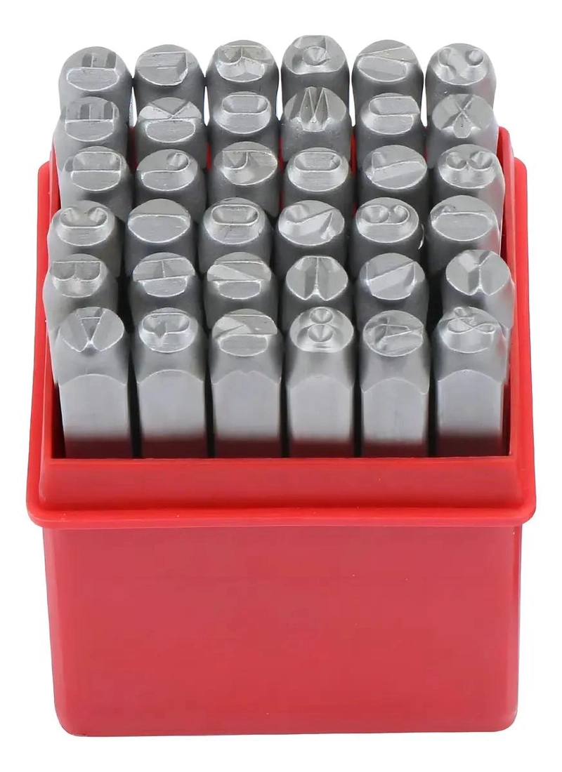 JUEGO DE NUMEROS Y LETRAS PARA MARTILLO 8 MM 36 PIEZAS - 1