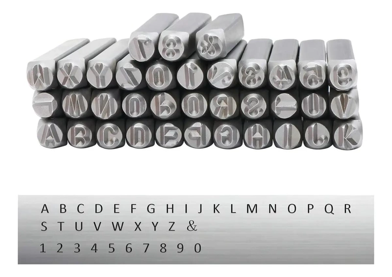 JUEGO DE NUMEROS Y LETRAS PARA MARTILLO 8 MM 36 PIEZAS - 2