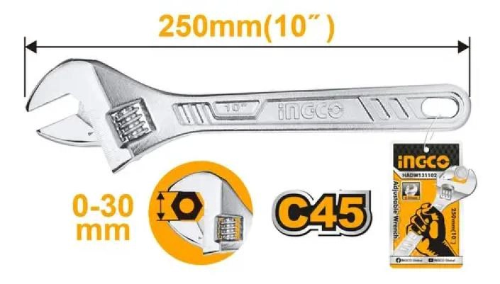 LLAVE FRANCESA AJUSTABLE 250MM HERRAMIENTA VERSATIL - 4
