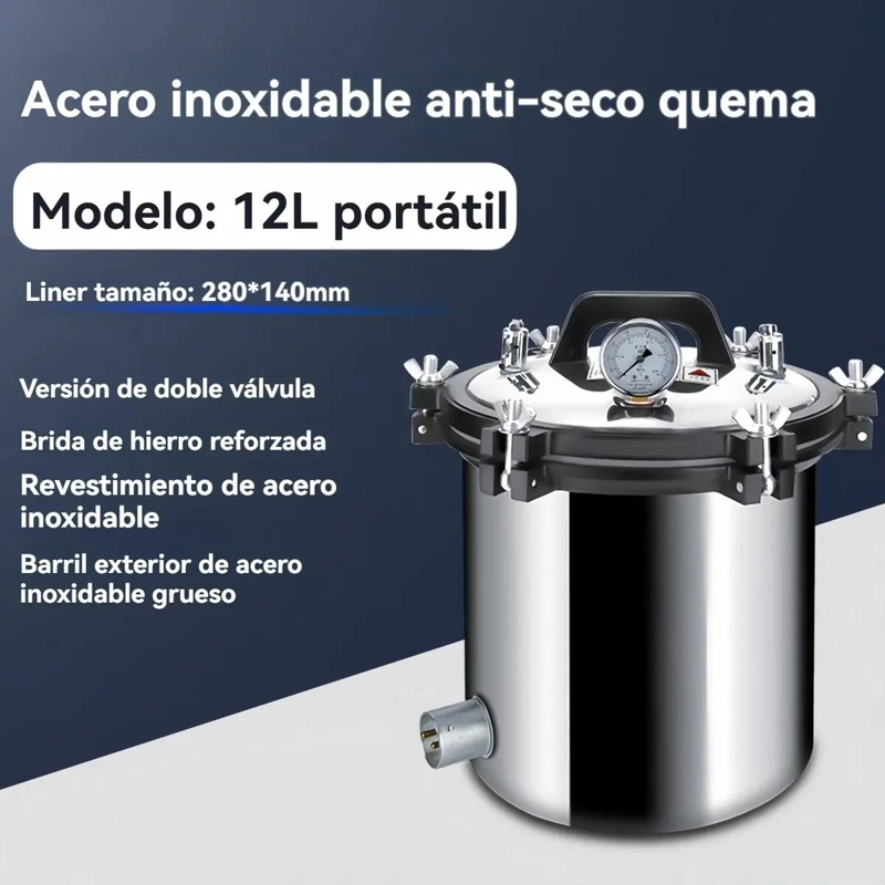 ESTERILIZADOR AUTOCLAVE 12 LITROS ACERO INOXIDABLE - 5