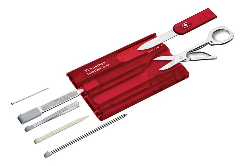 TARJETA SWISSCARD VICTORINOX COLOR ROJO TRANSLUCIDO - 5
