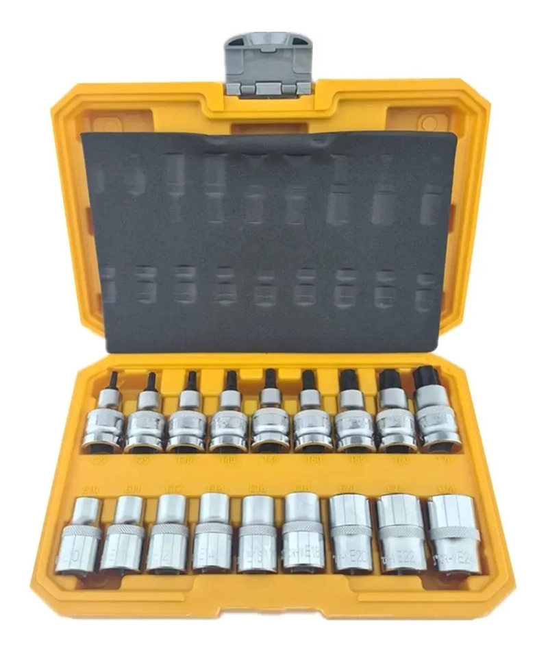 KIT DADOS TORX ESTRELLA 1/2 MACHO Y HEMBRA 18 PIEZAS - 1