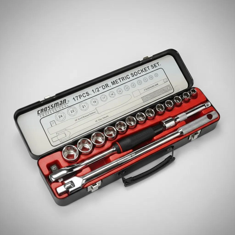 SET DE LLAVES DADO 1/2 DR 17 PIEZAS EN CAJA METALICA - 1
