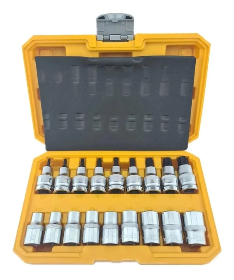 KIT 18 DADOS TORX ESTRELLA 1/2 MACHO Y HEMBRA - 1