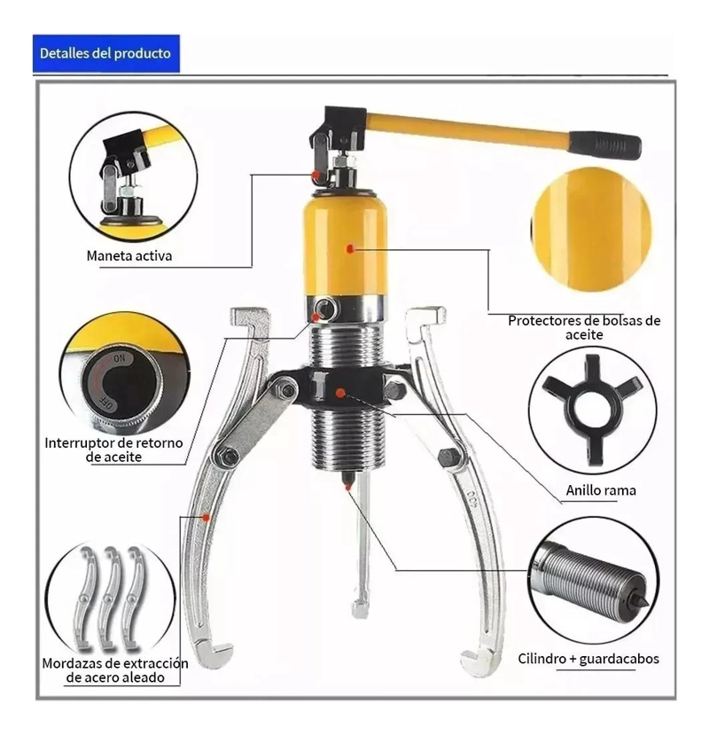 EXTRACTOR HIDRAULICO DE RODAMIENTOS 10 TONELADAS 5-25 CM - 3