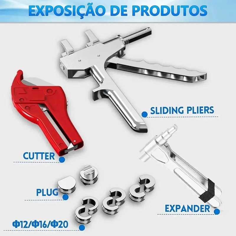 KIT PRENSA PARA PEX 16 A 25 MM CON TIJERA Y ABOCARDADOR - 2