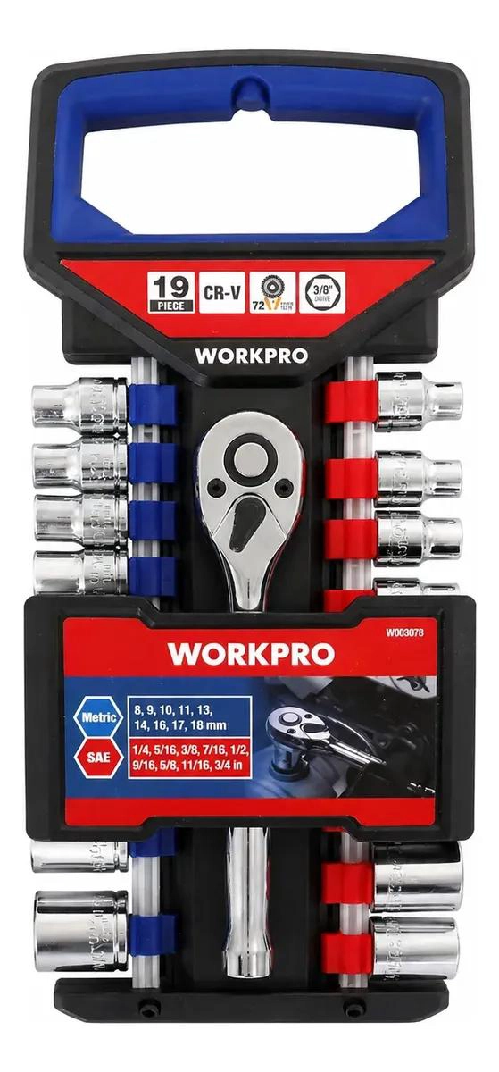 SET DE DADOS CON LLAVE DE CARRACA 3/8' 19 PIEZAS - 1
