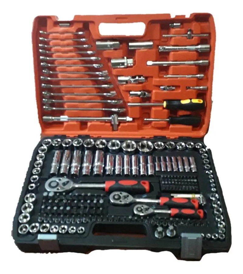 SET DE DADOS 216 PIEZAS CON LLAVES 1/2, 1/4 Y 3/8 - 1