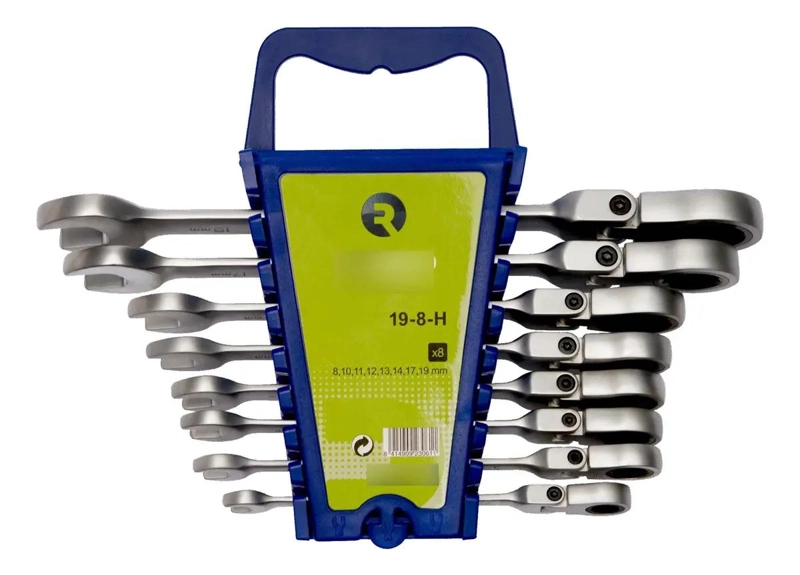 JUEGO DE 8 LLAVES COMBINADAS CON CABEZA FLEXIBLE Y CARRAC - 1