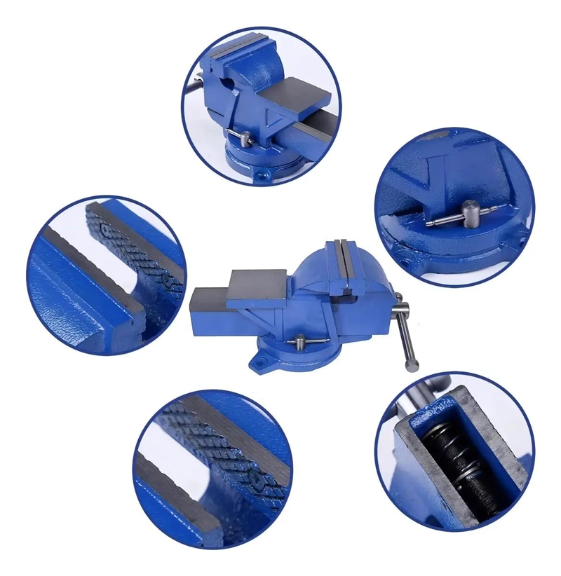 TORNILLO DE BANCO MECANICO 8'' CON BASE GIRATORIA Y YUGO - 2