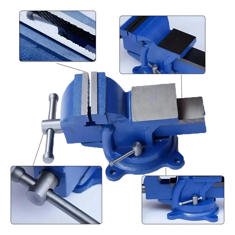 TORNILLO DE BANCO MECANICO 8'' CON BASE GIRATORIA Y YUGO - 3
