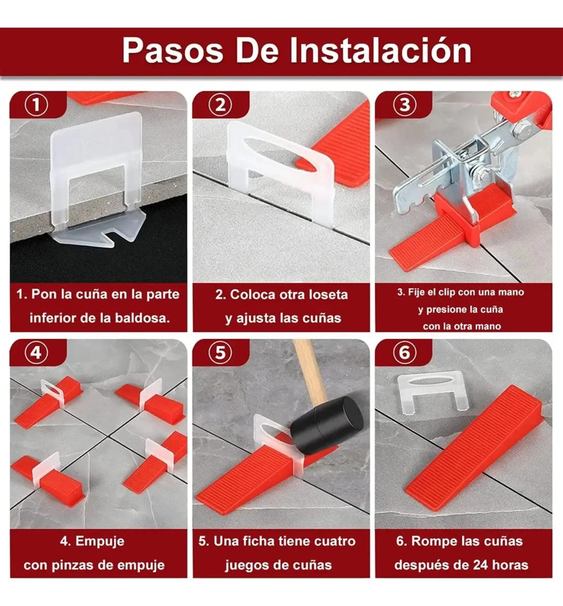 KIT NIVELADORES PARA CERAMICO PISO CON 100 CUÑAS Y CLIPS - 5