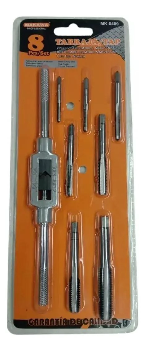 SET DE TERRAJAS MACHO 8 PIEZAS ACERO AL CARBONO - 2