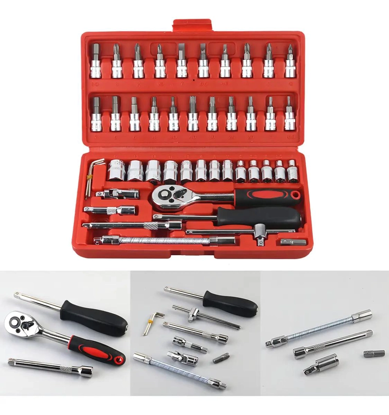 SET DE DADOS Y LLAVE DE TRINQUETE 46 PIEZAS - 2