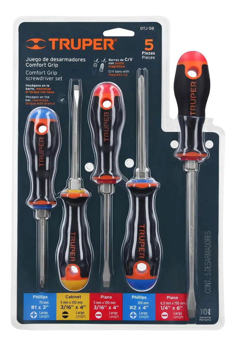 JUEGO DE 5 DESARMADORES CON MANGO COMFORT GRIP - 3