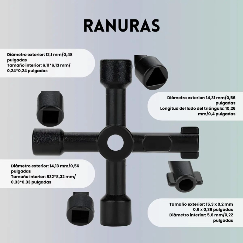 LLAVE MULTIUSOS TIPO T NEGRA PARA GABINETE - 5