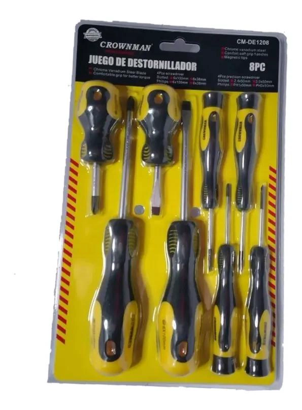 JUEGO DE DESTORNILLADORES 4 PIEZAS ESTRIADAS Y PLANAS - 1