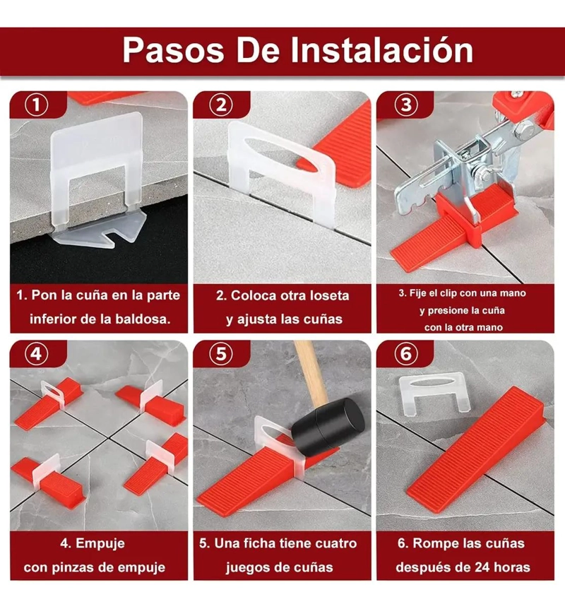 KIT NIVELADORES PARA BALDOSAS CON CUÑAS Y ALICATE - 6