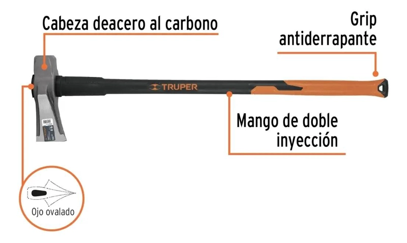 HACHA PARA RAJAR MADERA 8 LB CON MANGO DE FIBRA DE VIDRIO - 2